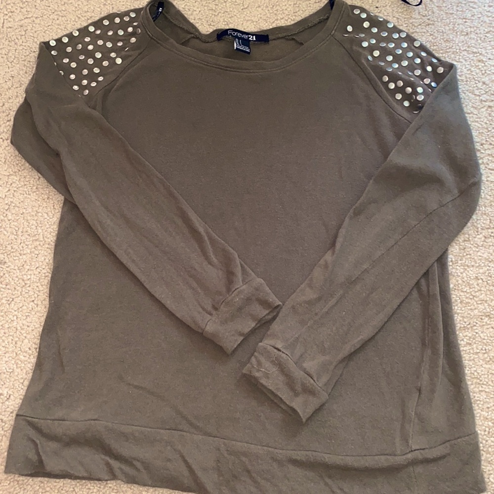 Navy green forever 21 long sleeve shirt